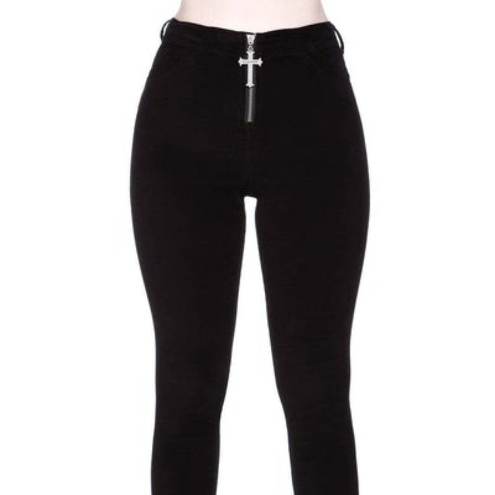 Killstar Stroke of Misnight black velvet Trousers